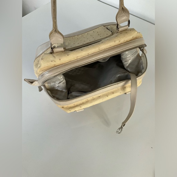 Longchamp Natural Tan Ostrich Leather Legend Bag Purse Satchel - Picture 8 of 15